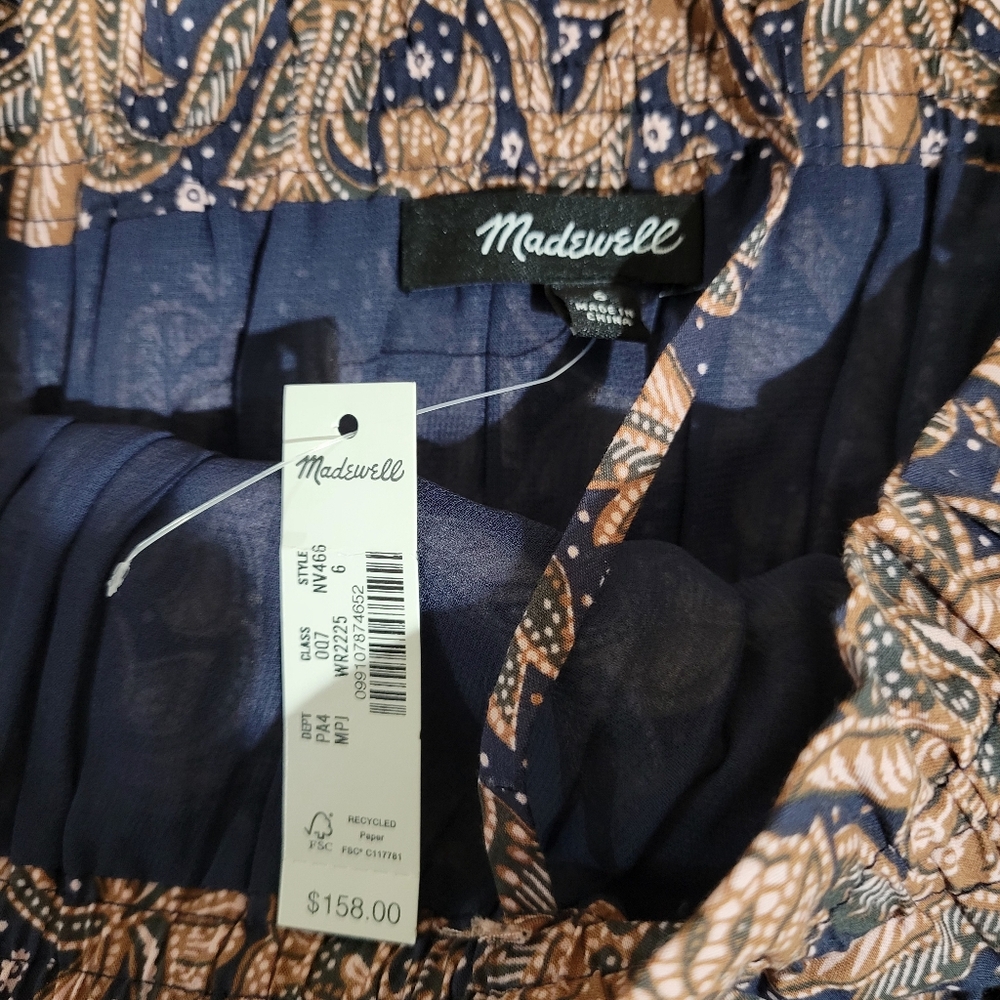 Madewell Smocked Bubble-Hem Midi Dress in Paisley NV466 - Picture 9 of 12